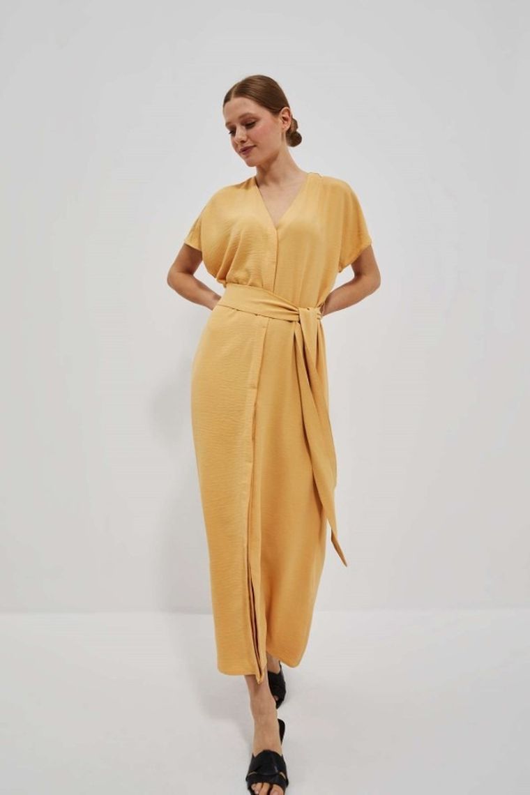 Sukienka damska, żółta, Moodo