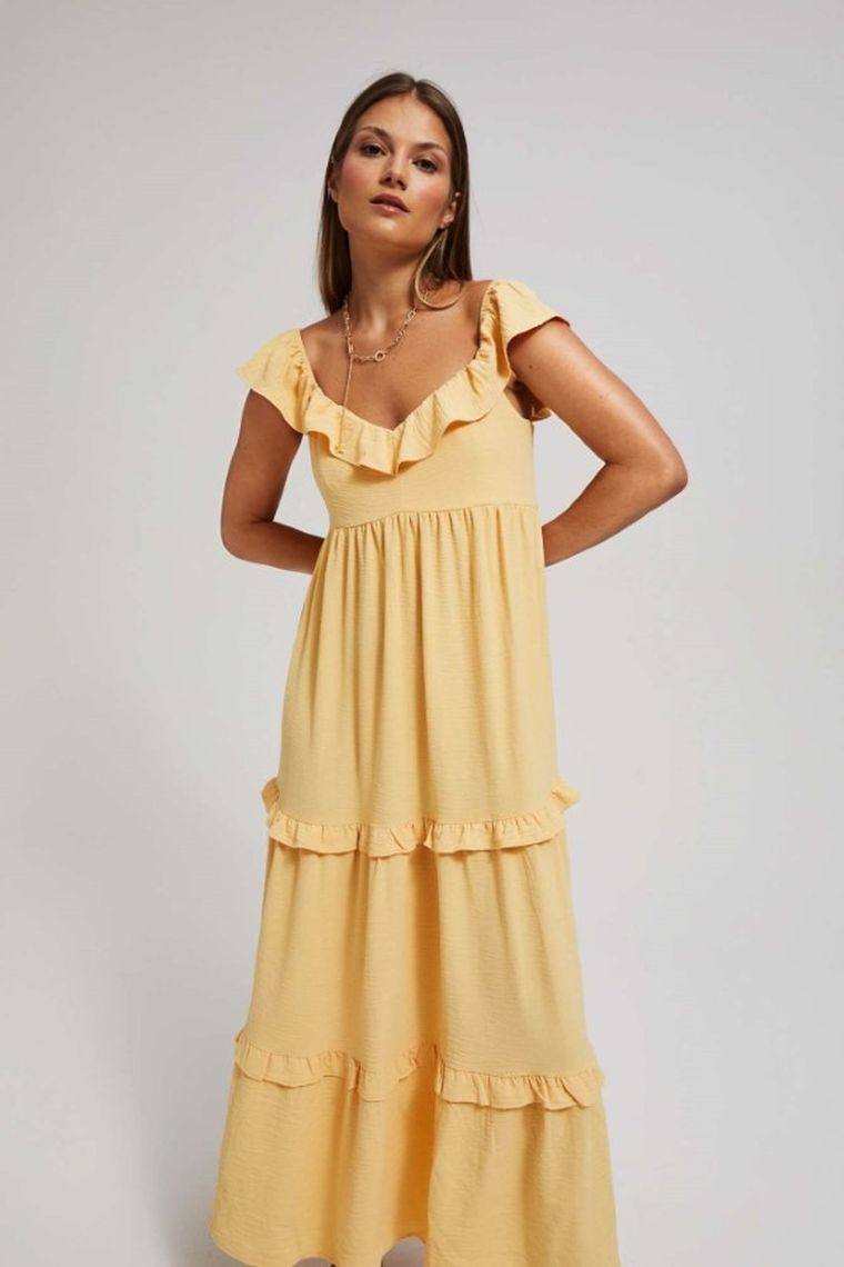 Sukienka damska, żółta, Moodo
