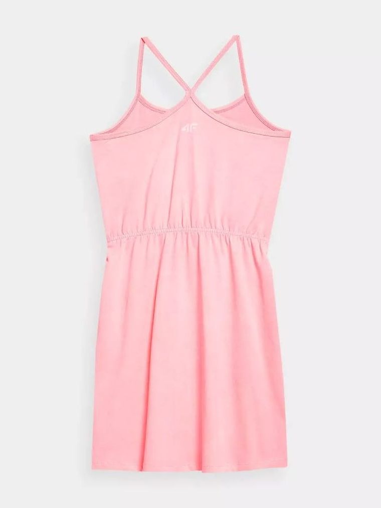 Sukienka dziewczęca na ramiączka, różowa, 4F