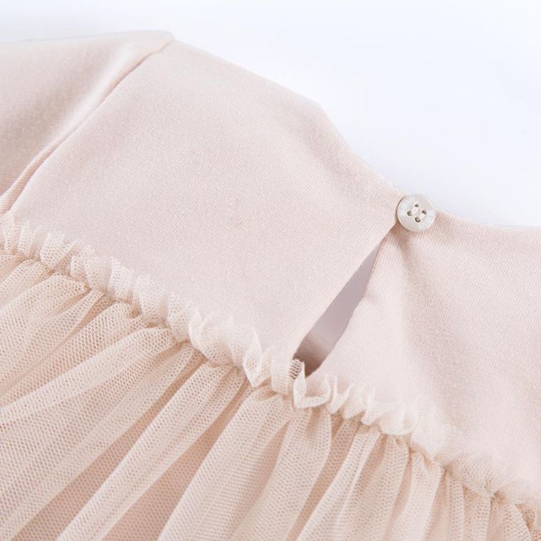 Sukienka dziewczęca z długim rękawem, beżowa, Eevi