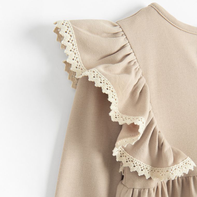 Sukienka dziewczęca z długim rękawem, beżowa, Nicol