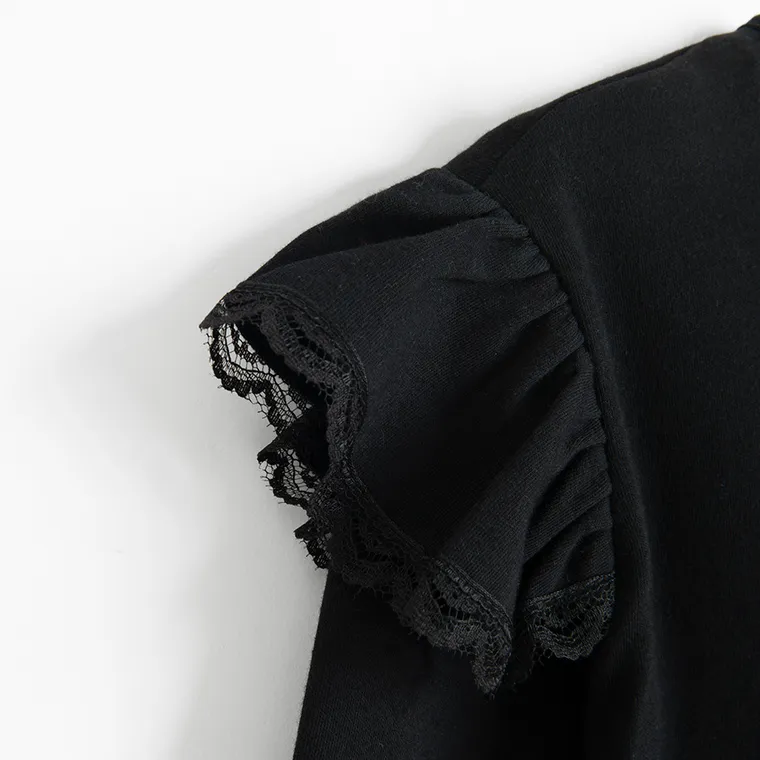 Sukienka dziewczęca z długim rękawem, biało-czarna, Nicol