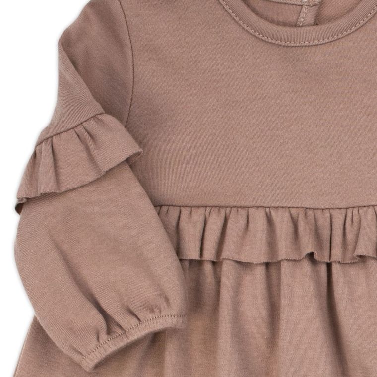 Sukienka dziewczęca z długim rękawem, brązowa, Nicol