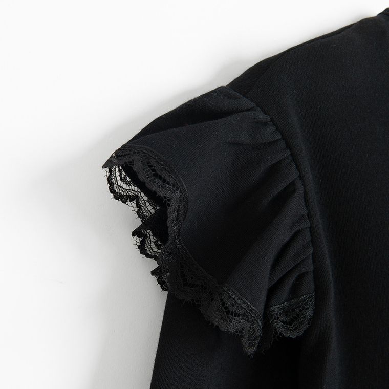 Sukienka dziewczęca z długim rękawem, czarno-biała, Nicol