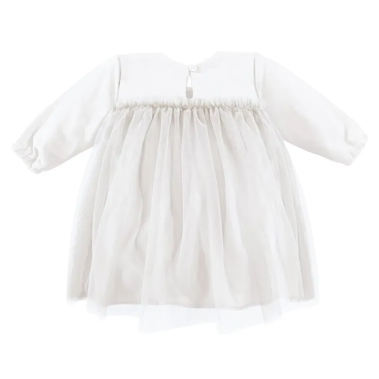 Sukienka dziewczęca z długim rękawem, ecru, Eevi