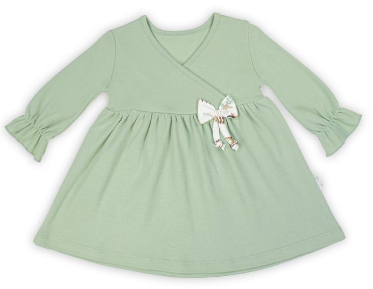 Sukienka dziewczęca z długim rękawem, jasnozielona, Nicol