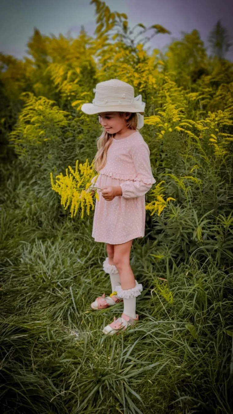 Sukienka dziewczęca z długim rękawem, różowa, Nicol