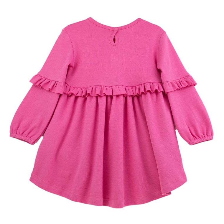 Sukienka dziewczęca z długim rękawem, różowa, Nicol