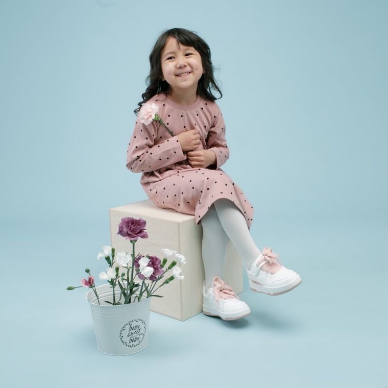 Sukienka dziewczęca z długim rękawem, różowa, Pinokio