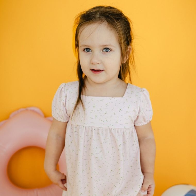 Sukienka dziewczęca z krótkim rękawem, ecru, Eevi