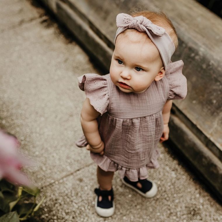 Sukienka dziewczęca z krótkim rękawem, fioletowa, Eevi