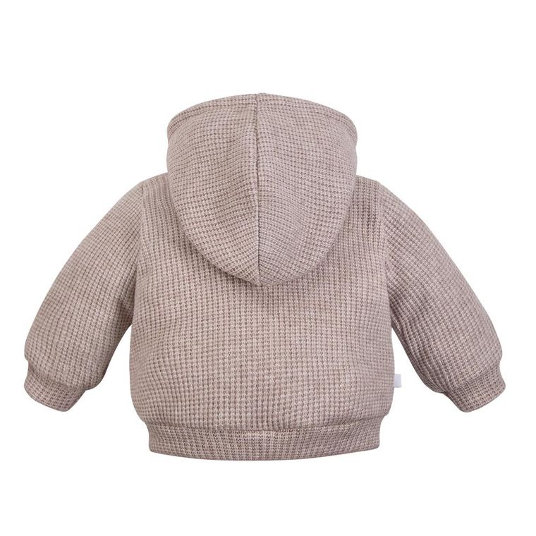 Sweter chłopięcy z kapturem, rozpinany, beżowy, Eevi