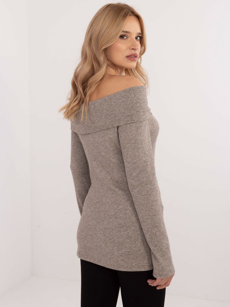 Sweter damski, beżowy, Italy Moda