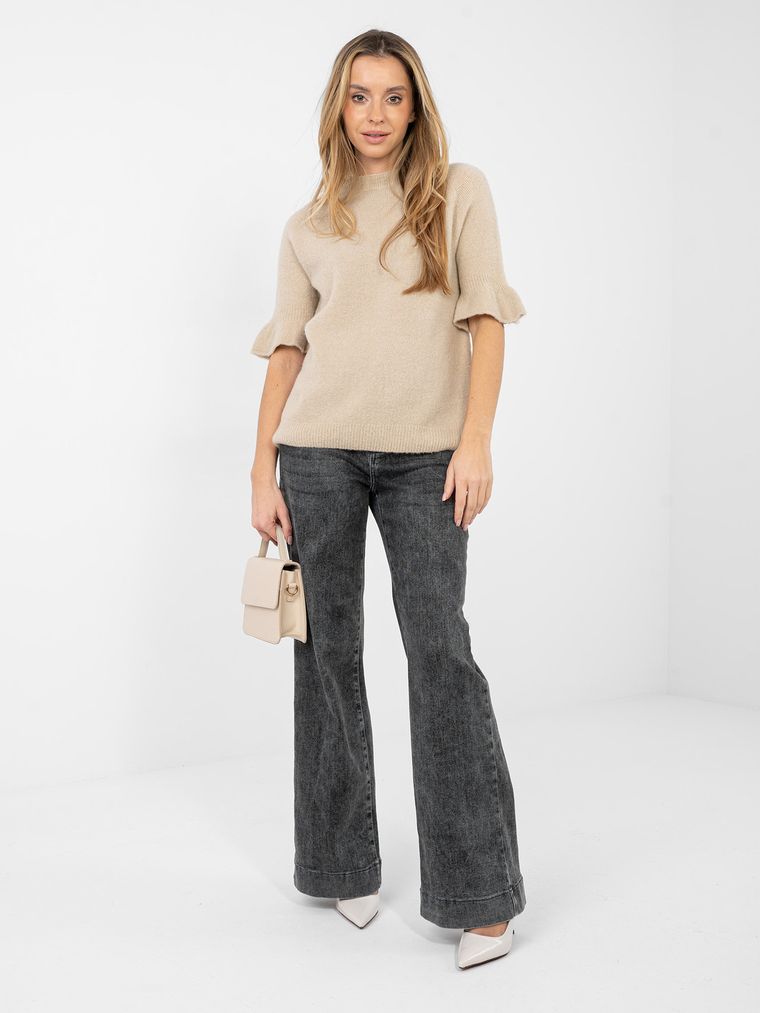 Sweter damski, beżowy, Italy Moda