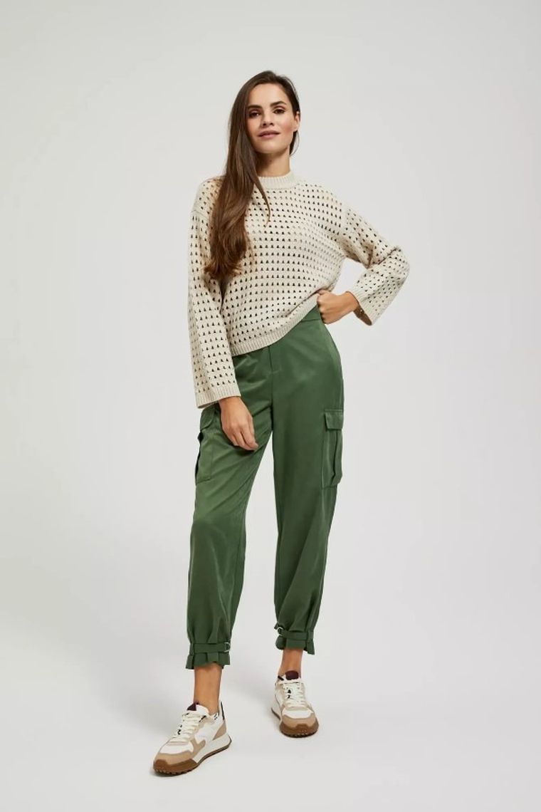 Sweter damski, beżowy, Moodo