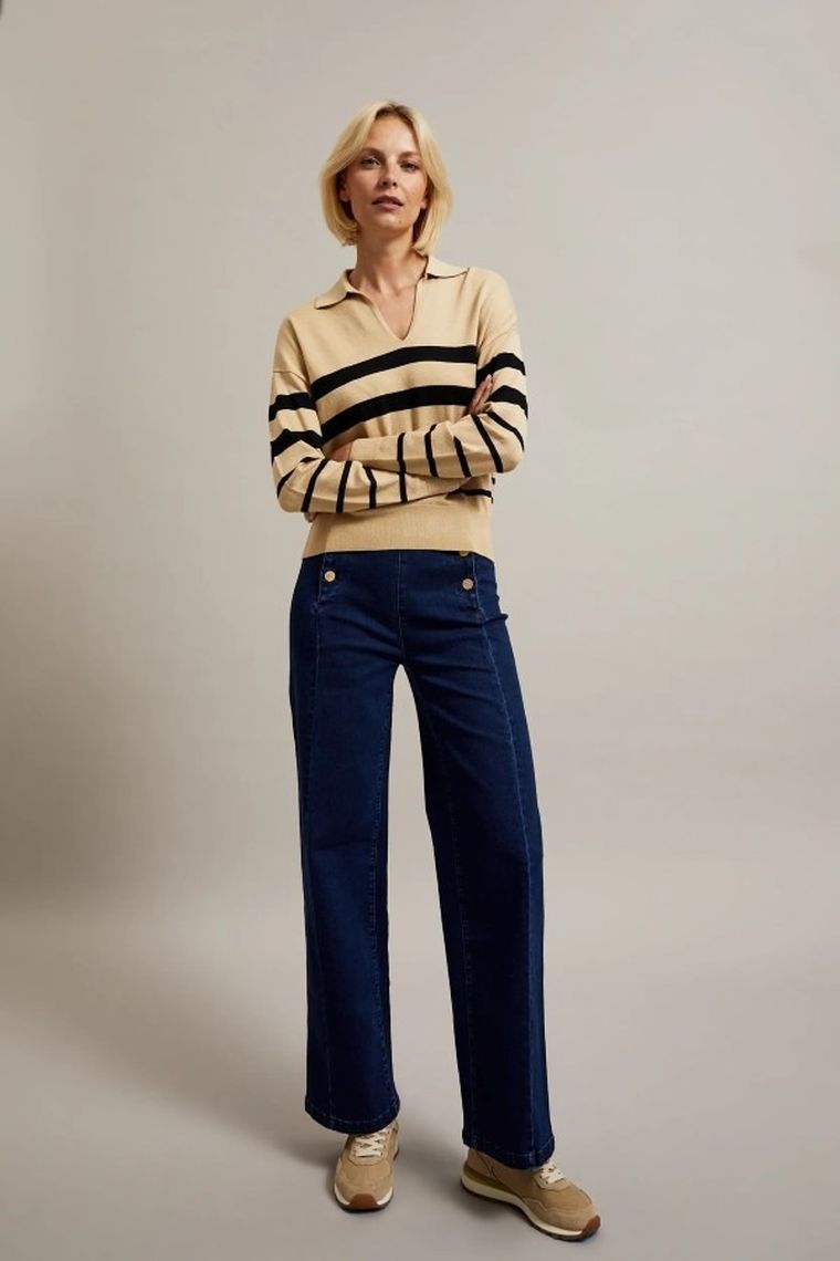 Sweter damski, beżowy, Moodo