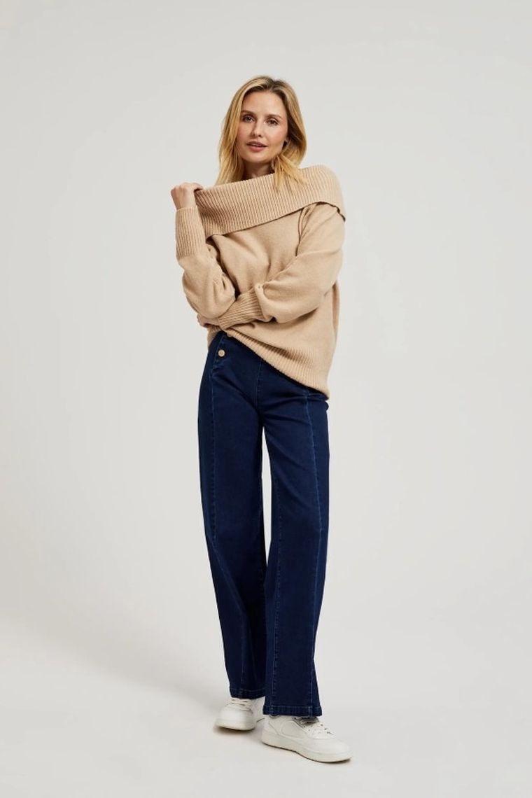 Sweter damski, beżowy, Moodo