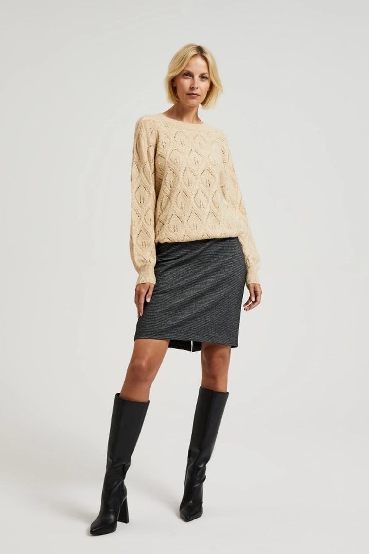 Sweter damski, beżowy, Moodo