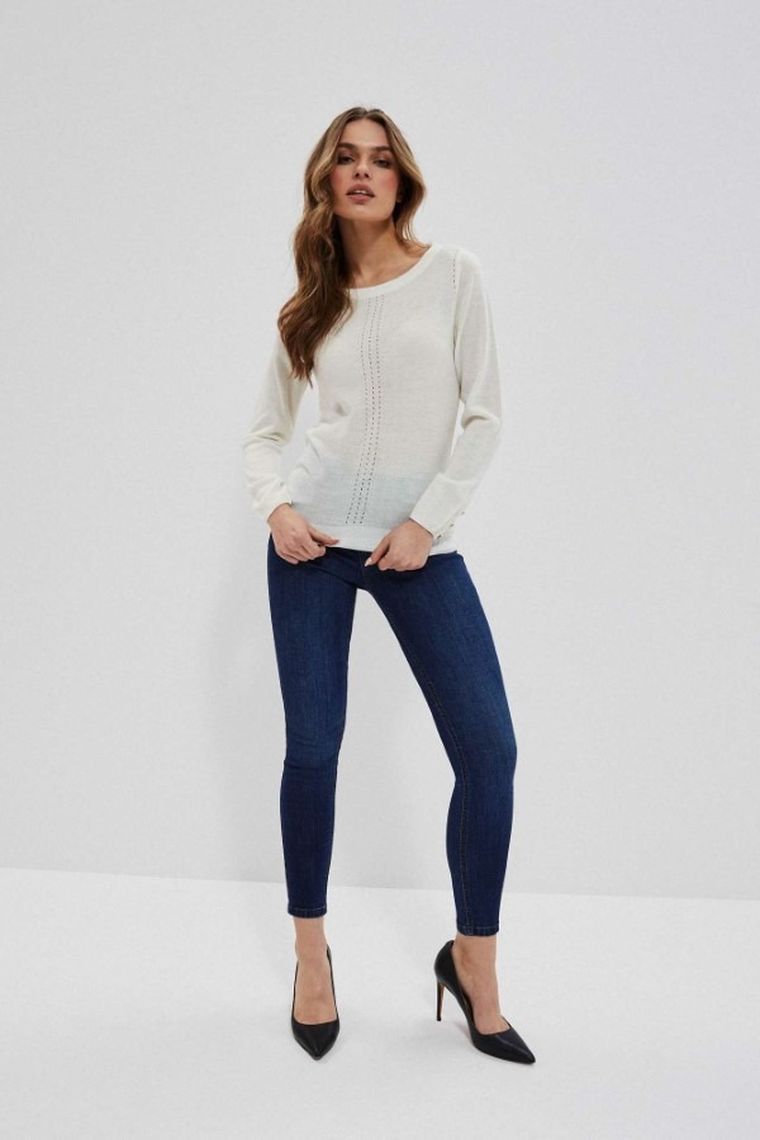 Sweter damski, biały, Moodo