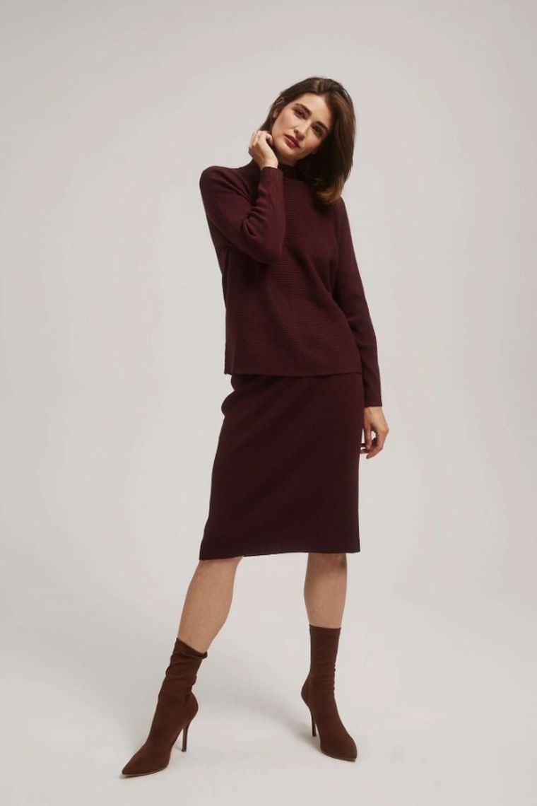 Sweter damski, brązowy, Moodo