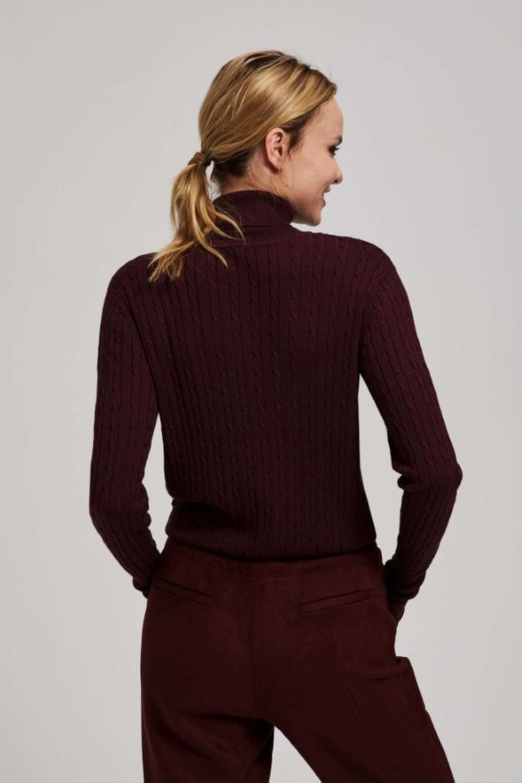 Sweter damski, brązowy, Moodo