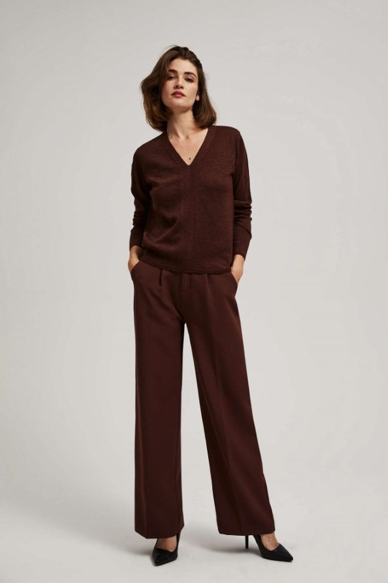 Sweter damski, brązowy, Moodo