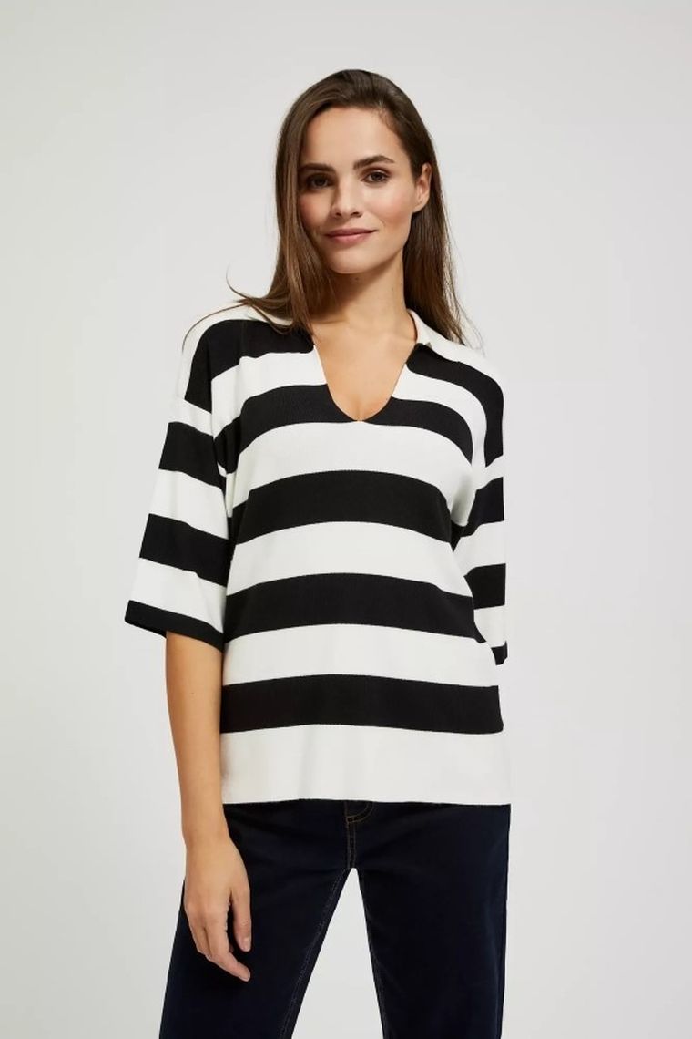 Sweter damski, czarno-biały, Moodo