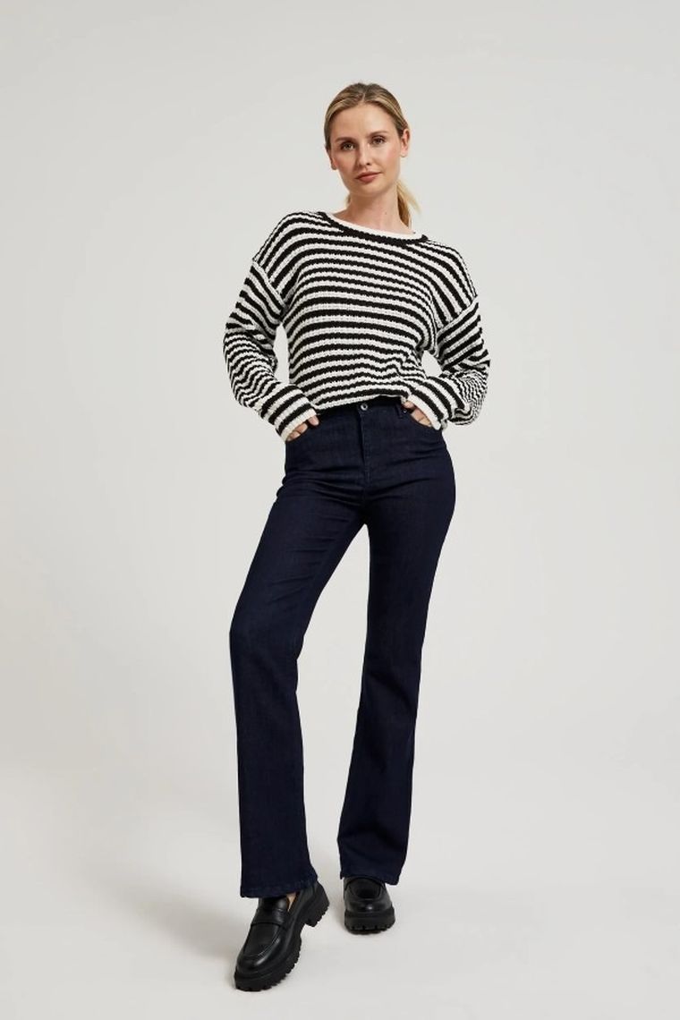 Sweter damski, czarno-biały, Moodo