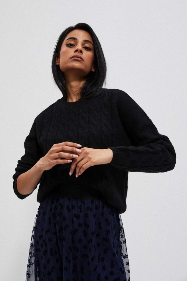 Sweter damski, czarny, Moodo