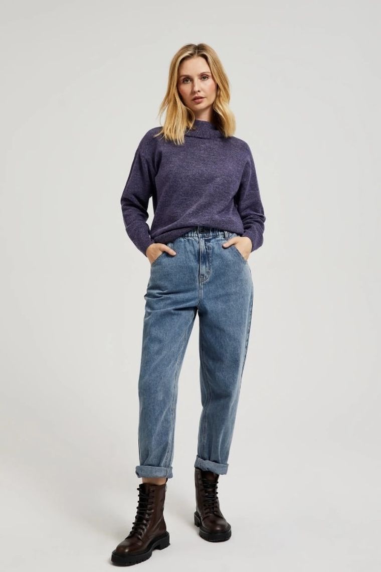 Sweter damski, fioletowy, Moodo