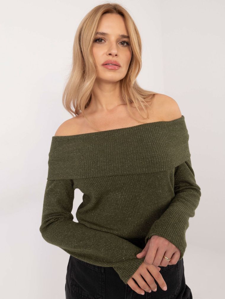 Sweter damski, khaki, Italy Moda