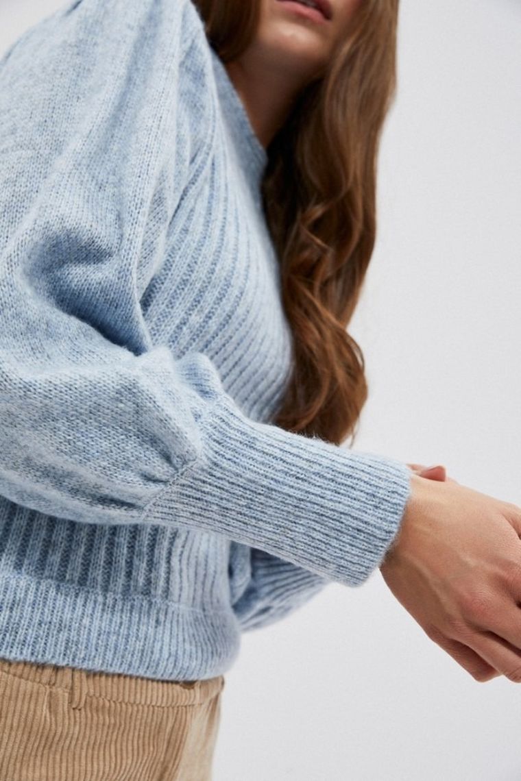 Sweter damski, niebieski, Moodo