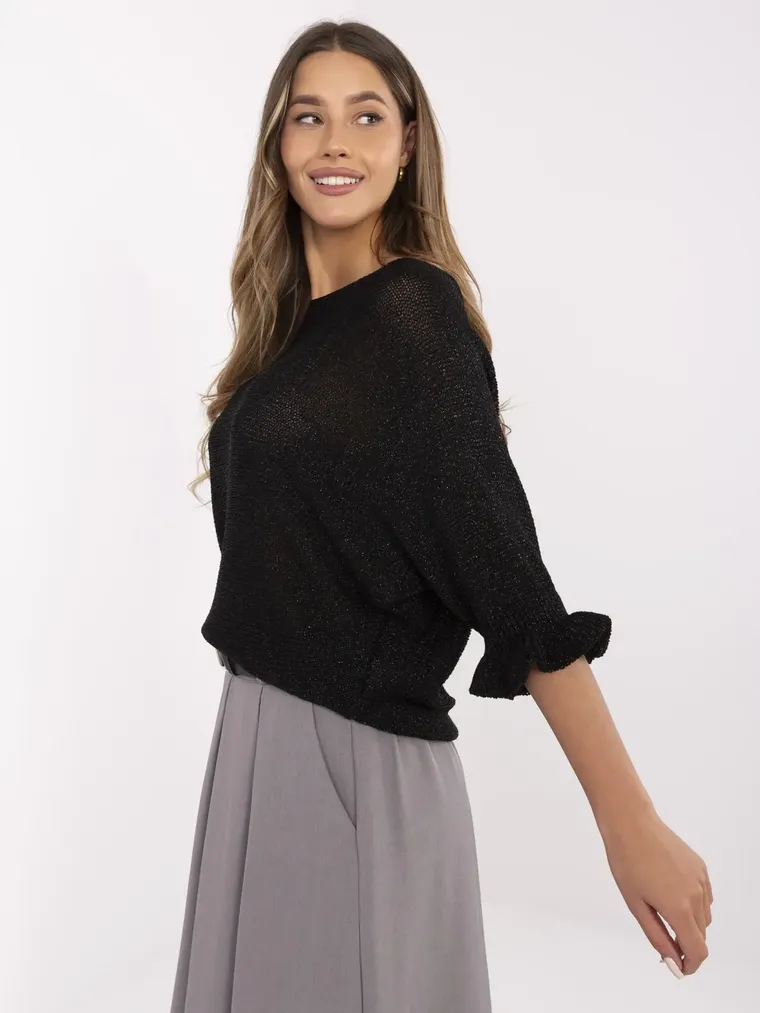 Sweter damski, oversize, czarny, Italy Moda