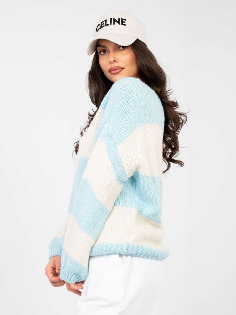 Sweter damski, oversize, niebieski, Italy Moda