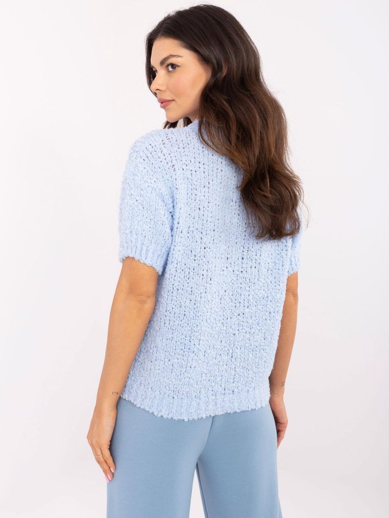 Sweter damski, oversize, niebieski, Italy Moda