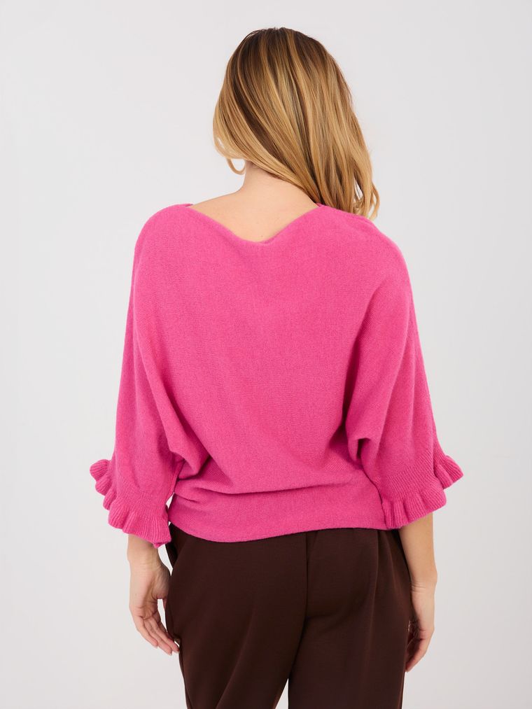 Sweter damski, oversize, różowy, Italy Moda
