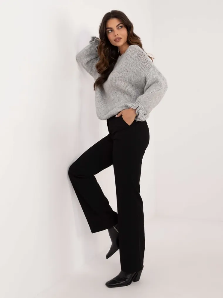 Sweter damski, oversize, szary, Italy Moda