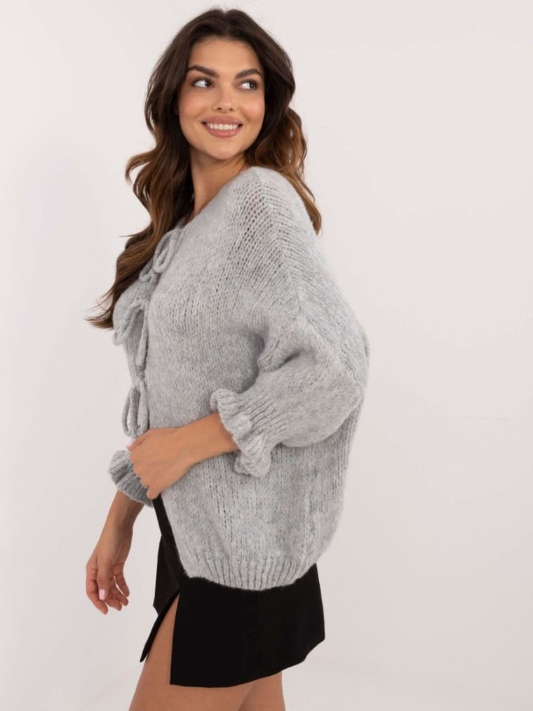 Sweter damski, oversize, szary, Italy Moda