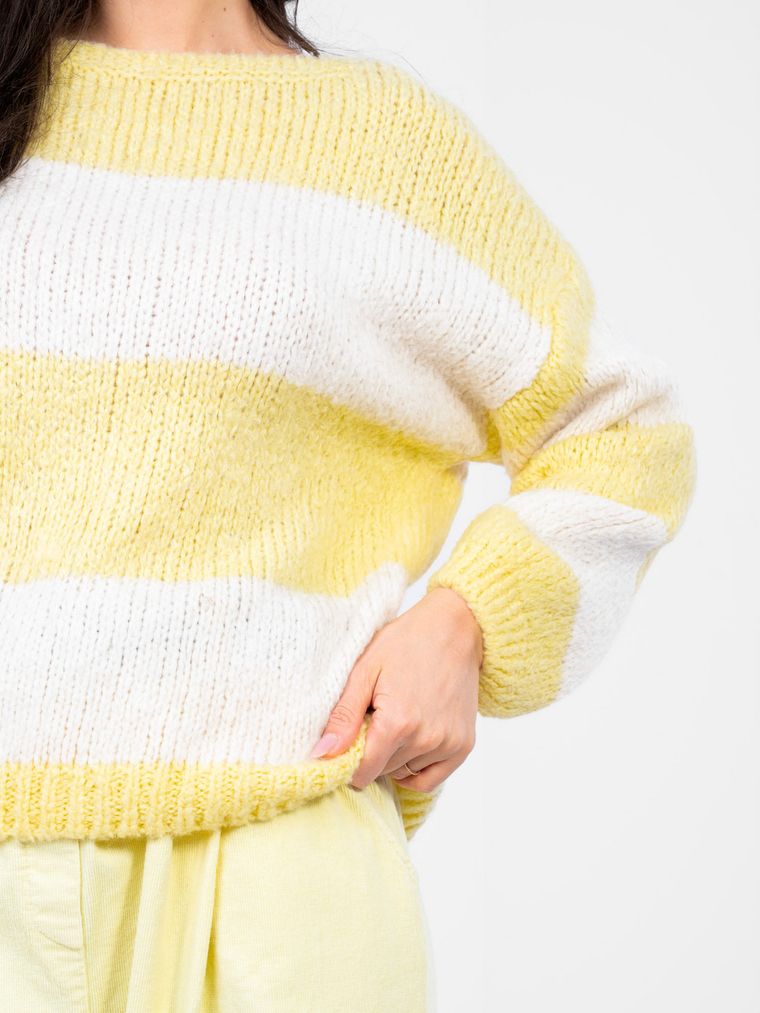 Sweter damski, oversize, żółty, Italy Moda