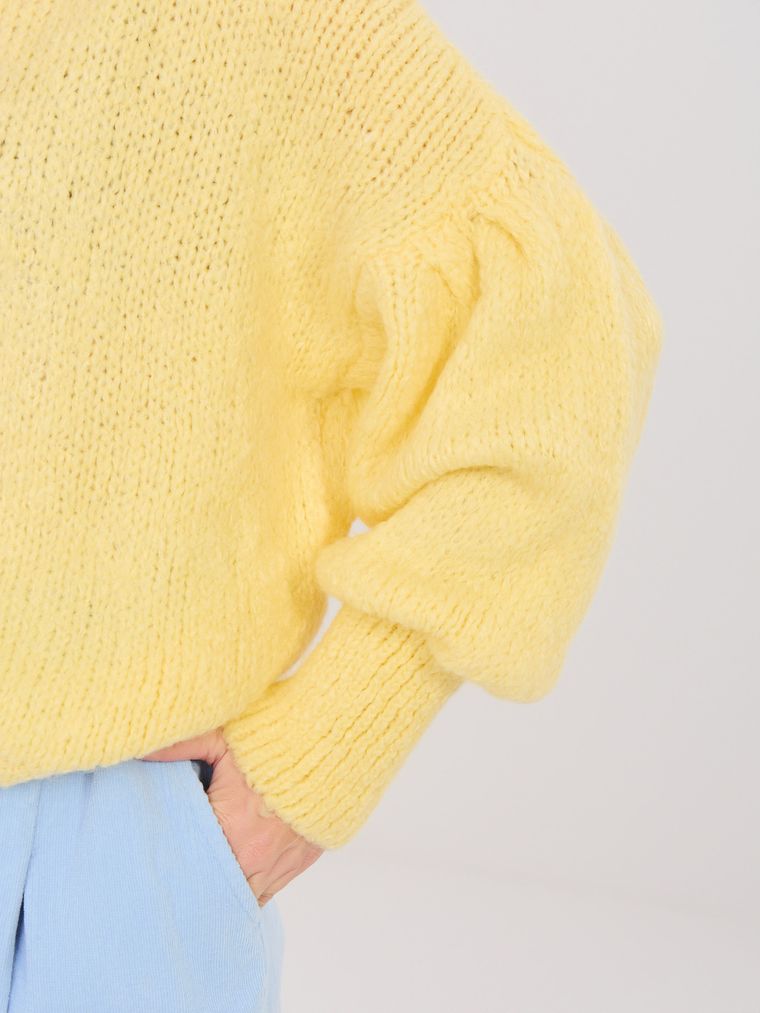 Sweter damski, oversize, żółty, Italy Moda