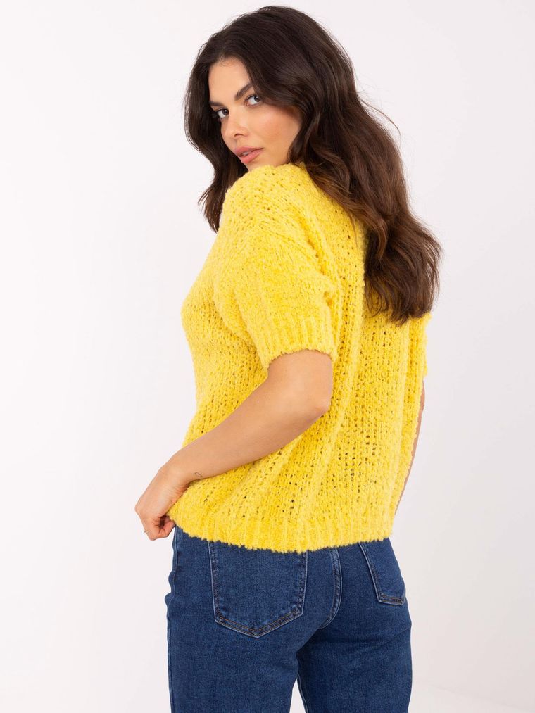 Sweter damski, oversize, żółty, Italy Moda