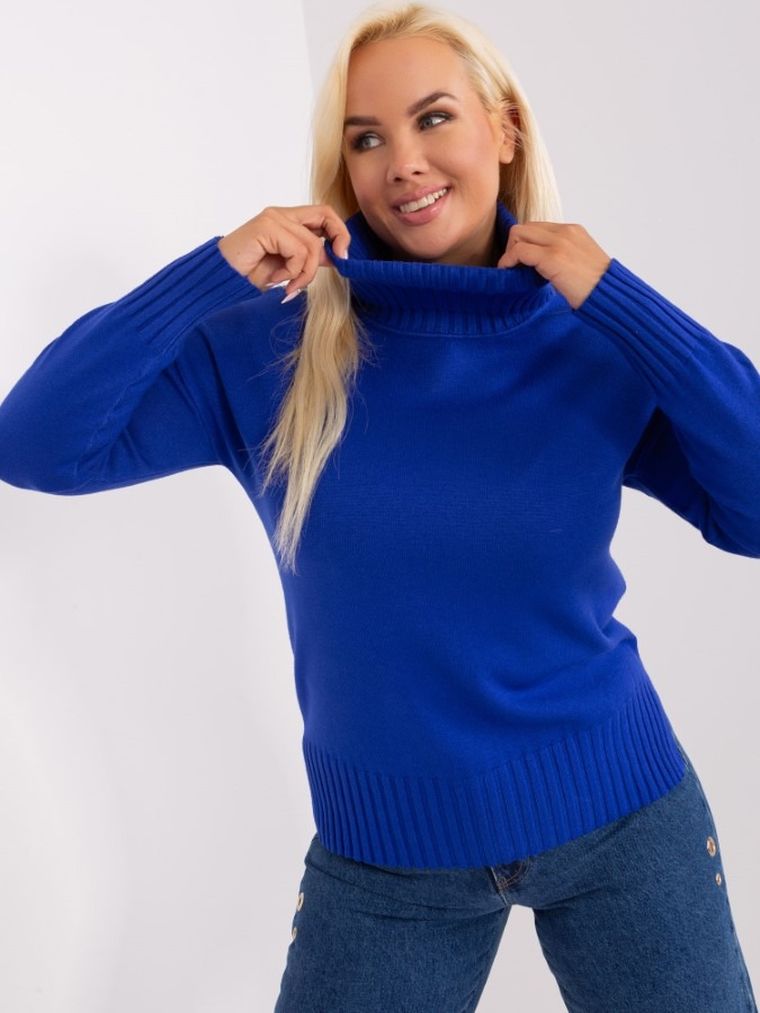 Sweter damski, plus size, niebieski, P-M