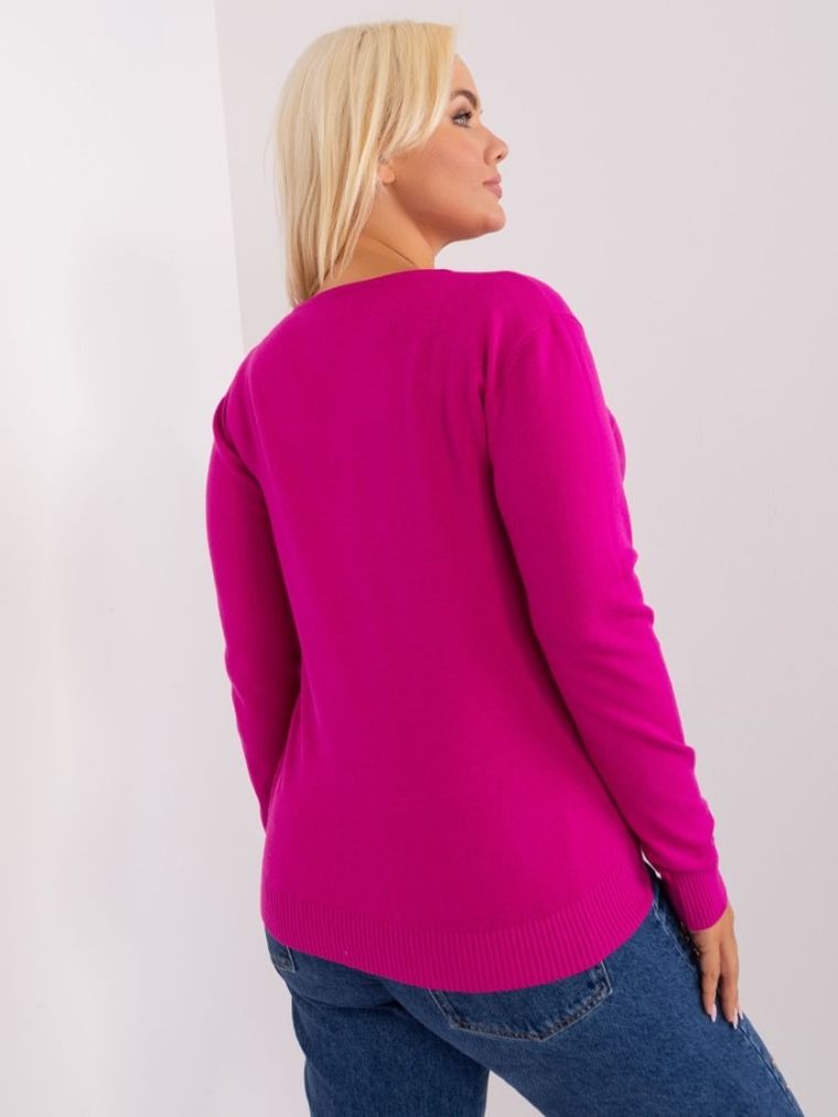 Sweter damski, plus size, różowy, P-M