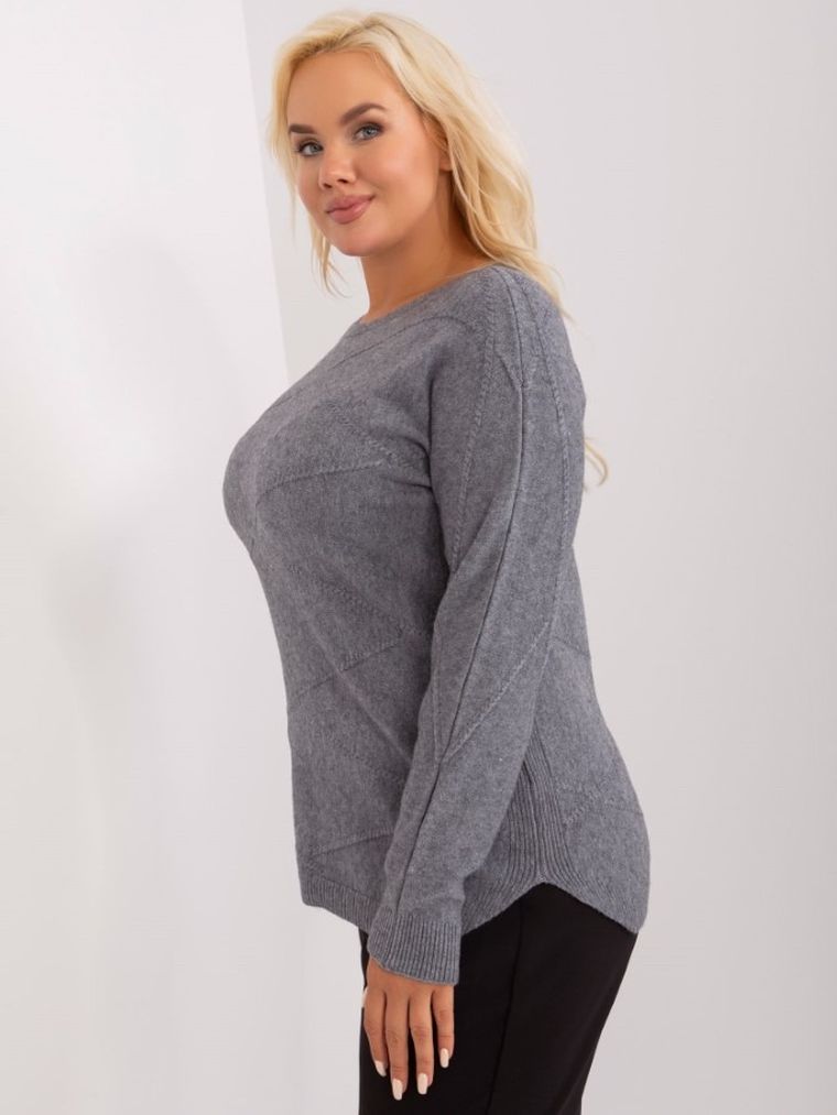 Sweter damski, plus size, szary, P-M