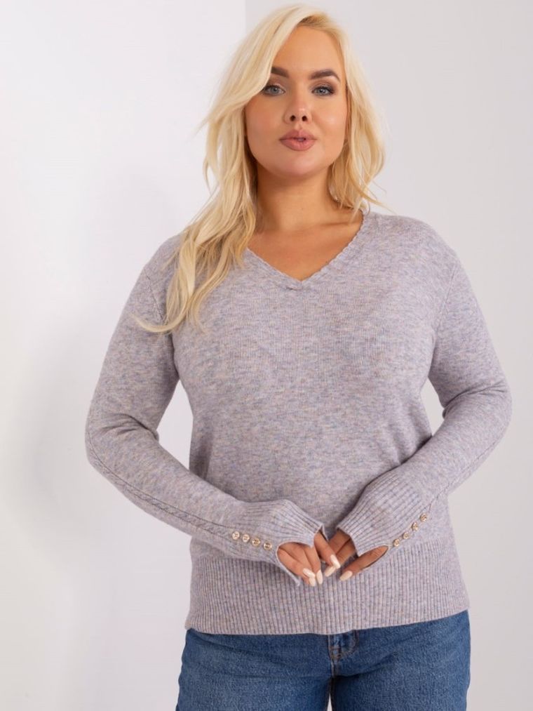 Sweter damski, plus size, szary, P-M