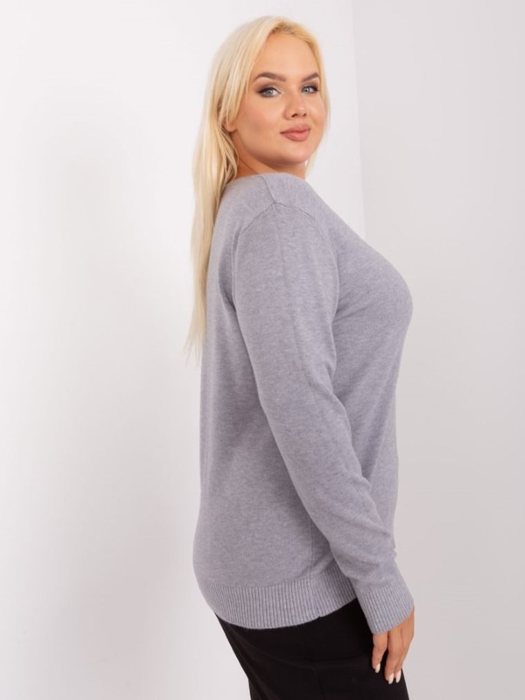 Sweter damski, plus size, szary, P-M