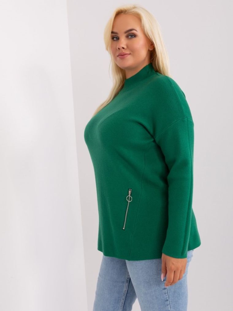 Sweter damski, plus size, zielony, P-M