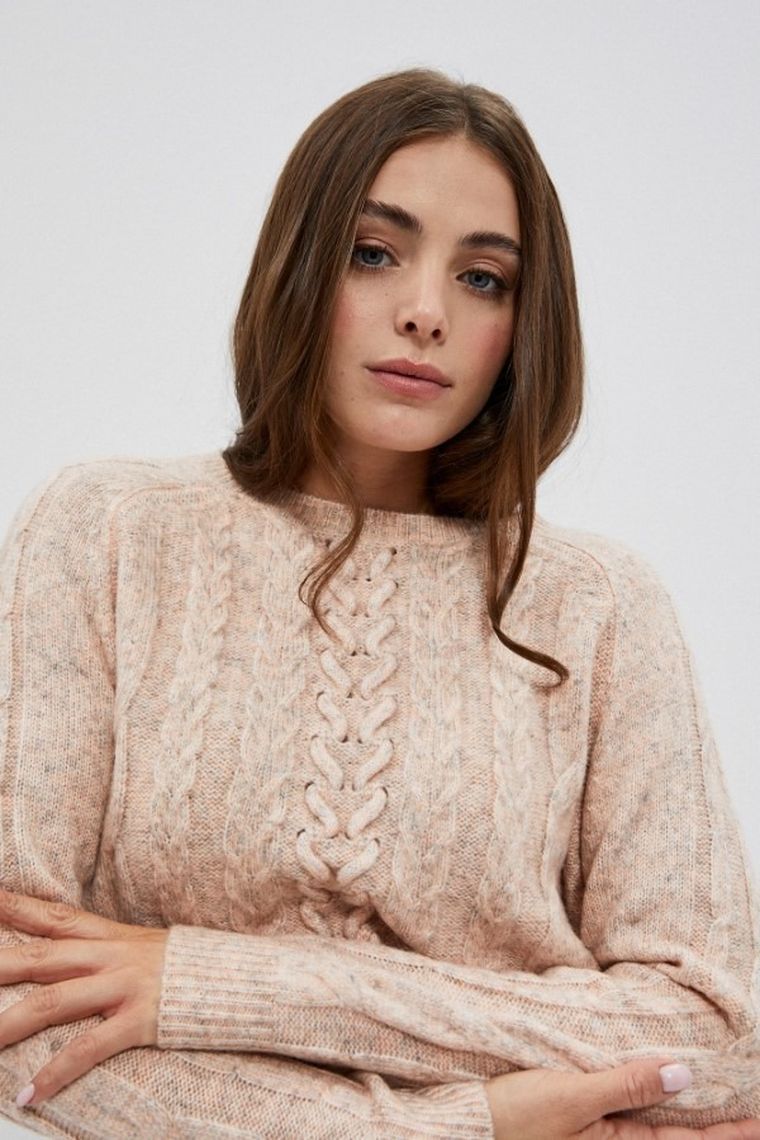 Sweter damski, różowy, Moodo