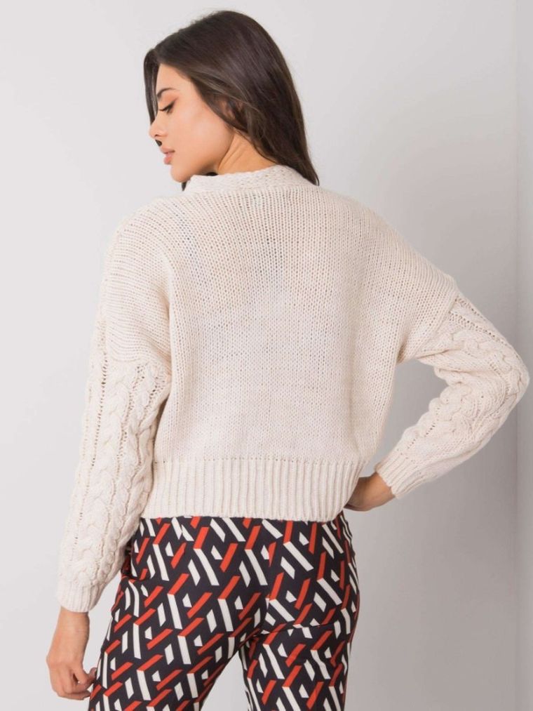 Sweter damski, rozpinany, beżowy, Sublevel