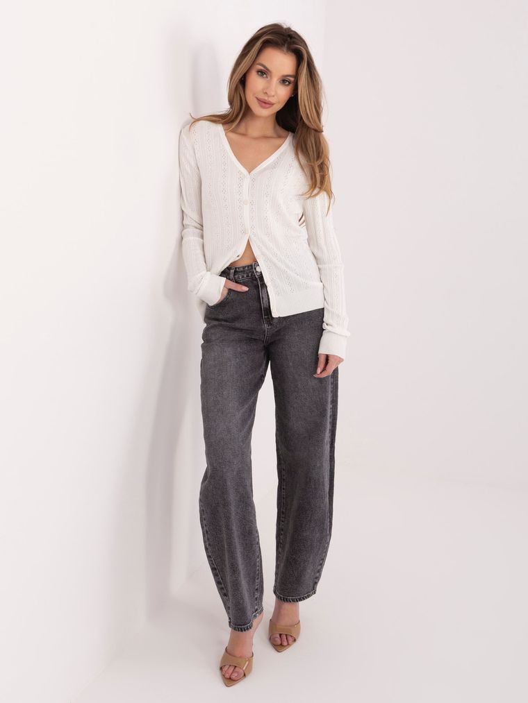 Sweter damski, rozpinany, biały, Sublevel